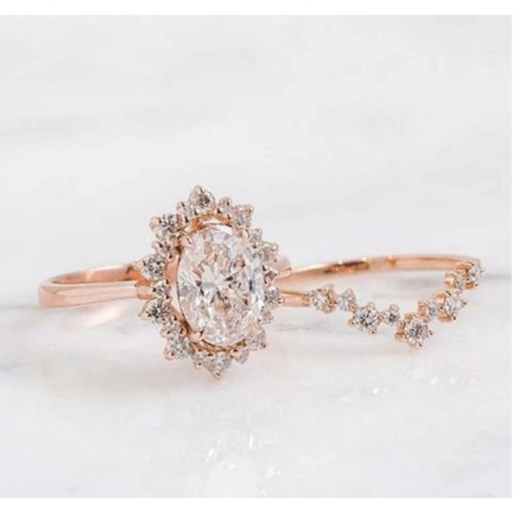 Ring Set Diamond Art Deco Cut Wrap Band RSA17